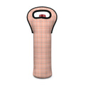Pastel Orange Tattersall Pattern Print Single Neoprene Wine Tote