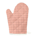 Pastel Orange Tattersall Pattern Print Single Oven Mitt