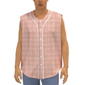 Pastel Orange Tattersall Pattern Print Sleeveless Baseball Jersey