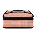 Pastel Orange Tattersall Pattern Print Small Lunch Bag