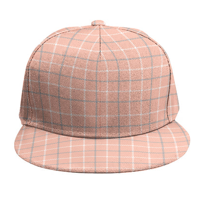 Pastel Orange Tattersall Pattern Print Snapback Cap