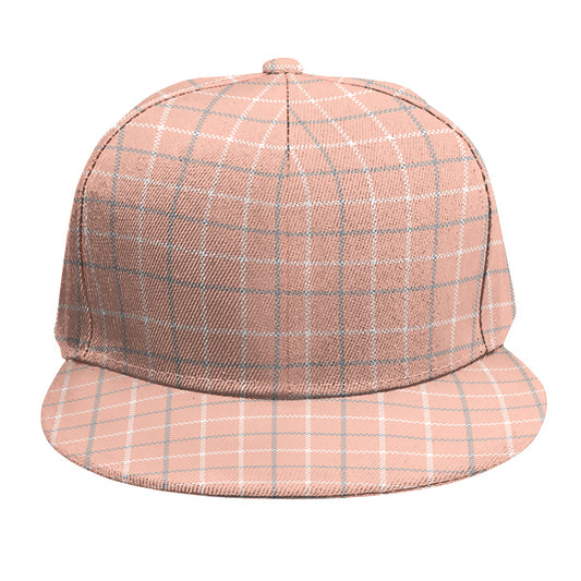 Pastel Orange Tattersall Pattern Print Snapback Cap