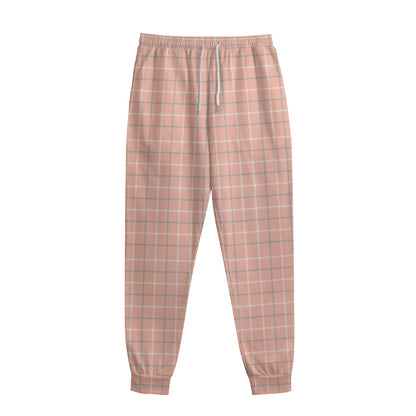Pastel Orange Tattersall Pattern Print Sweatpants
