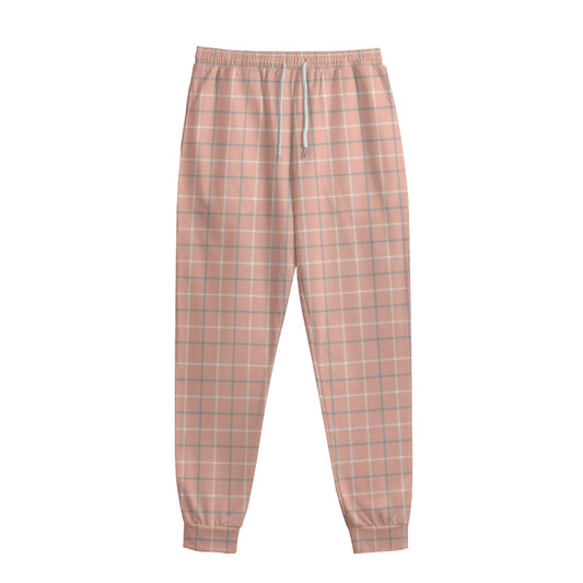 Pastel Orange Tattersall Pattern Print Sweatpants