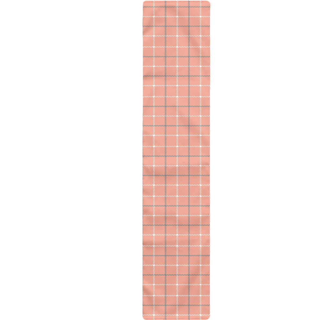 Pastel Orange Tattersall Pattern Print Table Runner