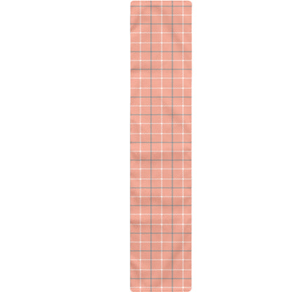 Pastel Orange Tattersall Pattern Print Table Runner