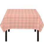 Pastel Orange Tattersall Pattern Print Tablecloth