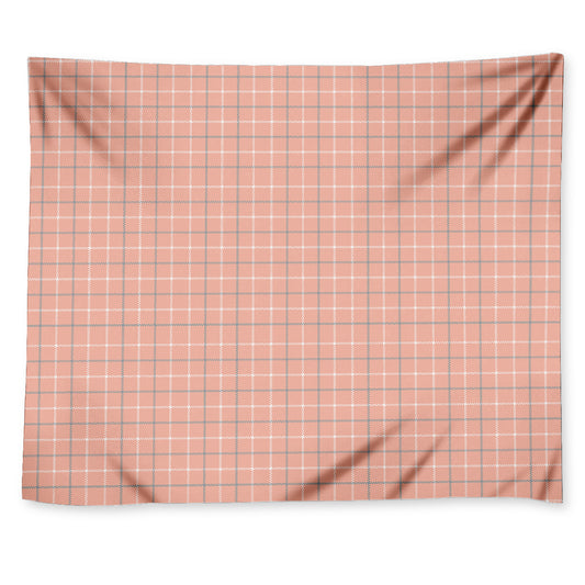 Pastel Orange Tattersall Pattern Print Tapestry