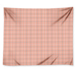 Pastel Orange Tattersall Pattern Print Tapestry