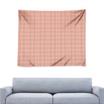 Pastel Orange Tattersall Pattern Print Tapestry