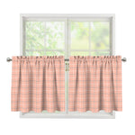 Pastel Orange Tattersall Pattern Print Tier Curtains