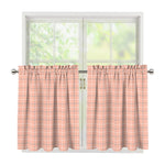 Pastel Orange Tattersall Pattern Print Tier Curtains