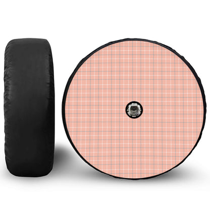 Pastel Orange Tattersall Pattern Print Tire Cover With Camera Hole