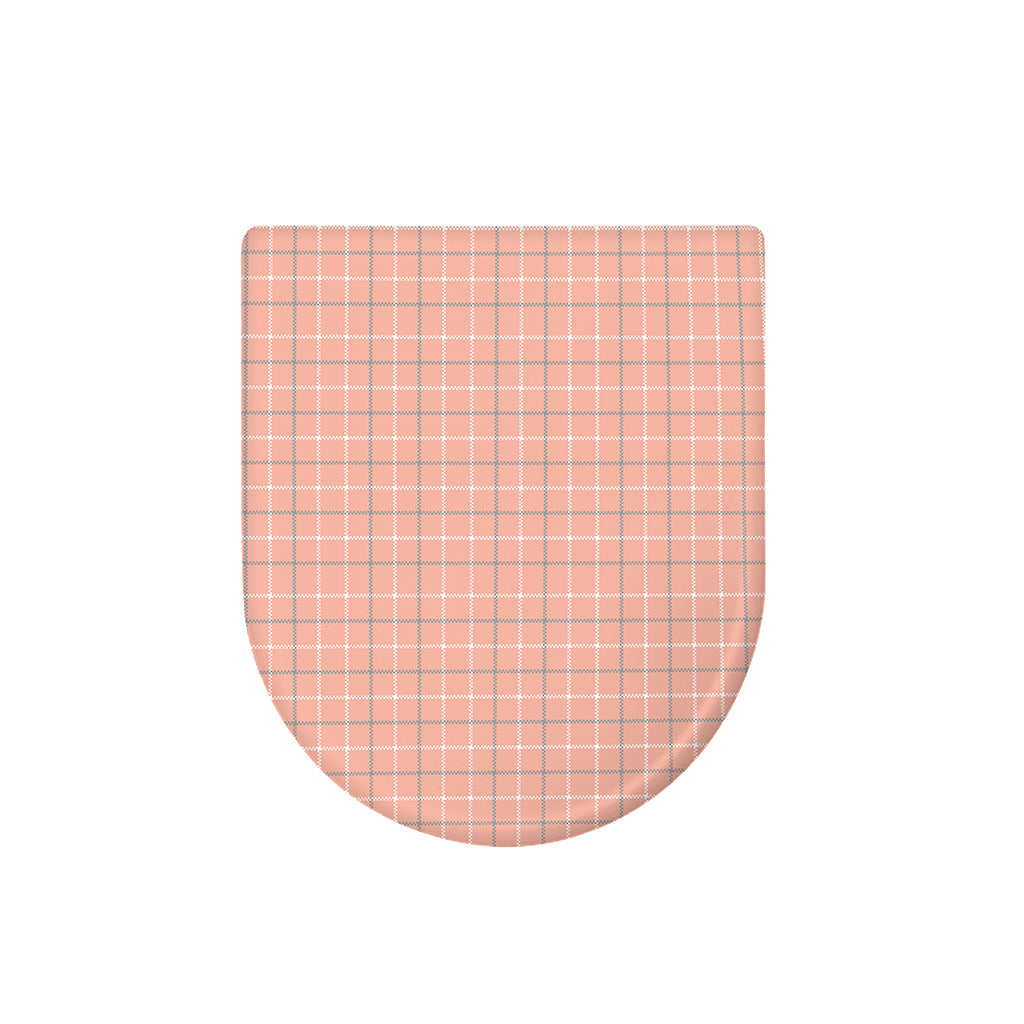 Pastel Orange Tattersall Pattern Print Toilet Lid Cover