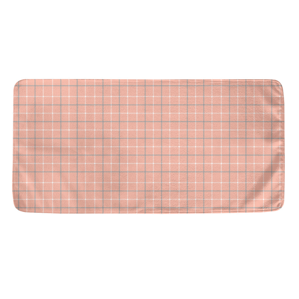 Pastel Orange Tattersall Pattern Print Towel