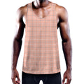 Pastel Orange Tattersall Pattern Print Men's Workout Tank Top
