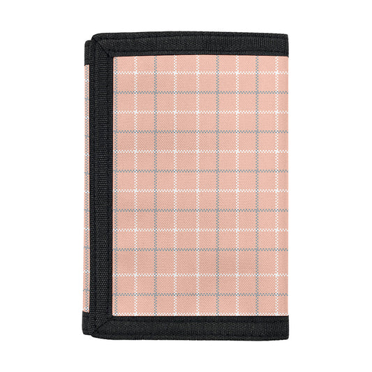 Pastel Orange Tattersall Pattern Print Trifold Wallet