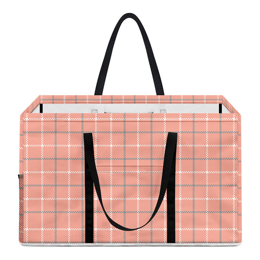 Pastel Orange Tattersall Pattern Print Utility Tote Bag