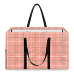 Pastel Orange Tattersall Pattern Print Utility Tote Bag