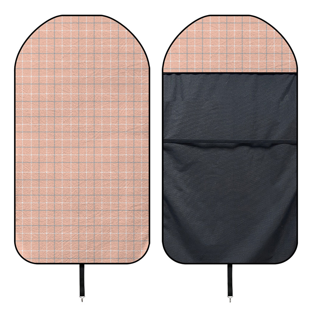 Pastel Orange Tattersall Pattern Print Waterproof Car Seat Cover