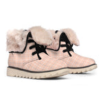 Pastel Orange Tattersall Pattern Print Winter Boots
