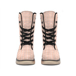 Pastel Orange Tattersall Pattern Print Winter Boots