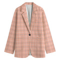 Pastel Orange Tattersall Pattern Print Women's Blazer