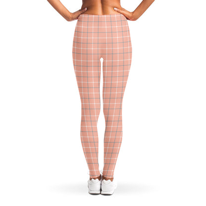 Pastel Orange Tattersall Pattern Print Women's Leggings