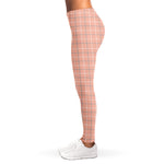 Pastel Orange Tattersall Pattern Print Women's Leggings