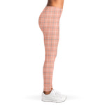 Pastel Orange Tattersall Pattern Print Women's Leggings