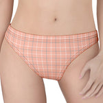 Pastel Orange Tattersall Pattern Print Women's Thong