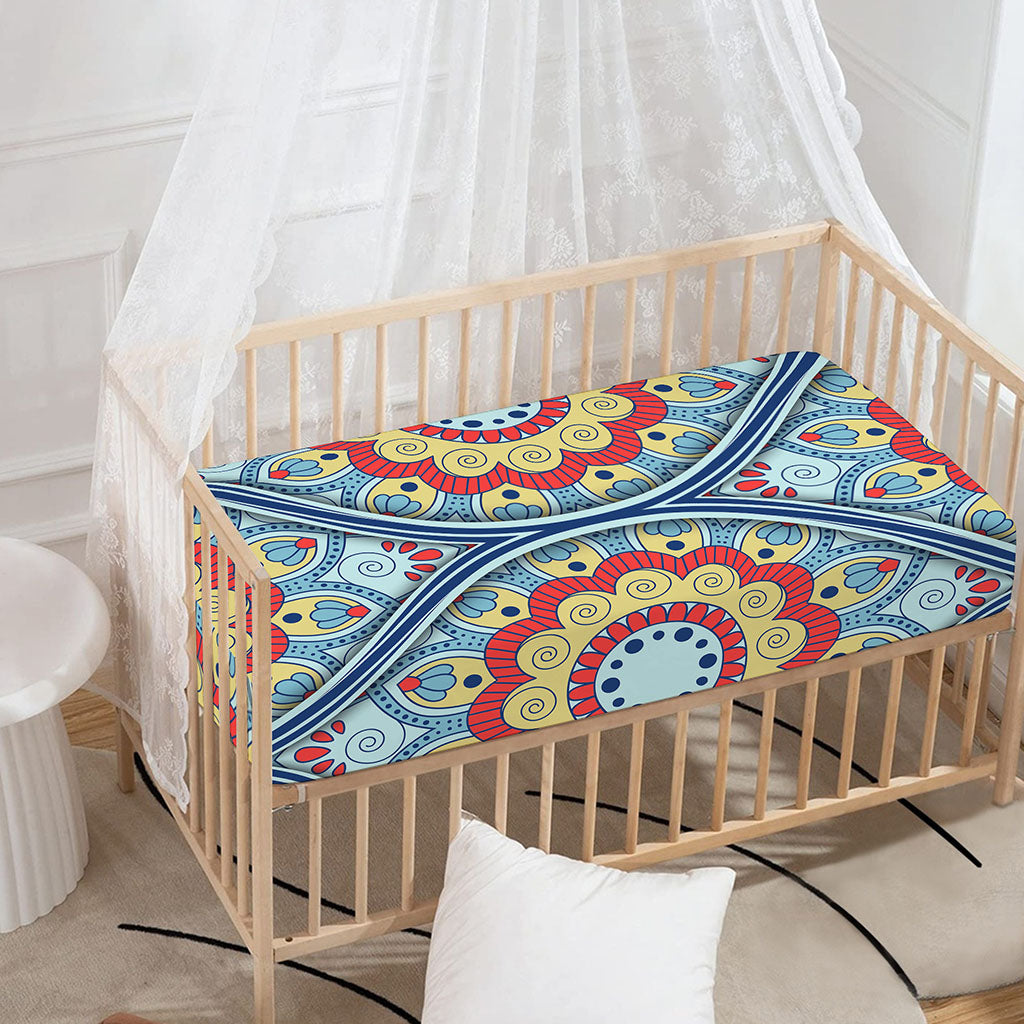 Pastel Ornament Mandala Print Baby Crib Sheet