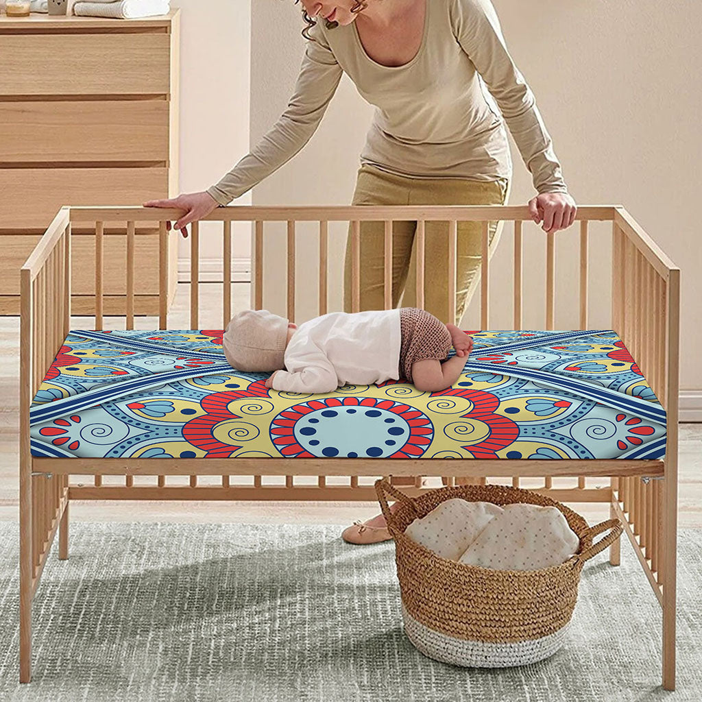 Pastel Ornament Mandala Print Baby Crib Sheet