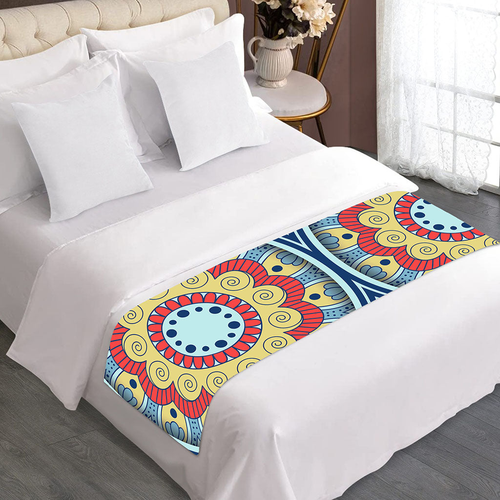 Pastel Ornament Mandala Print Bed Runner