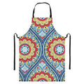 Pastel Ornament Mandala Print Bib Apron With Pocket