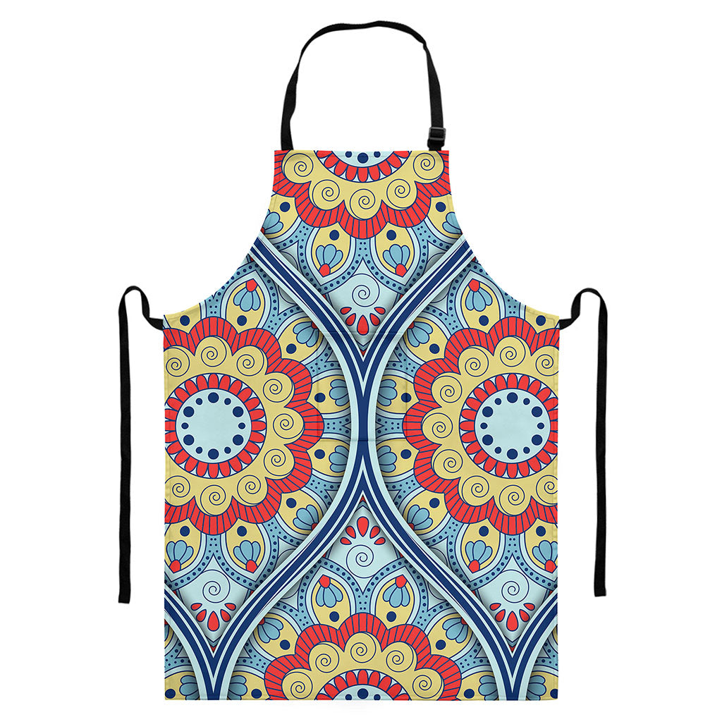Pastel Ornament Mandala Print Bib Apron With Pocket
