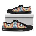 Pastel Ornament Mandala Print Black Low Top Sneakers