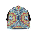 Pastel Ornament Mandala Print Black Mesh Trucker Hat