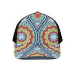 Pastel Ornament Mandala Print Black Mesh Trucker Cap