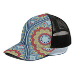Pastel Ornament Mandala Print Black Mesh Trucker Cap