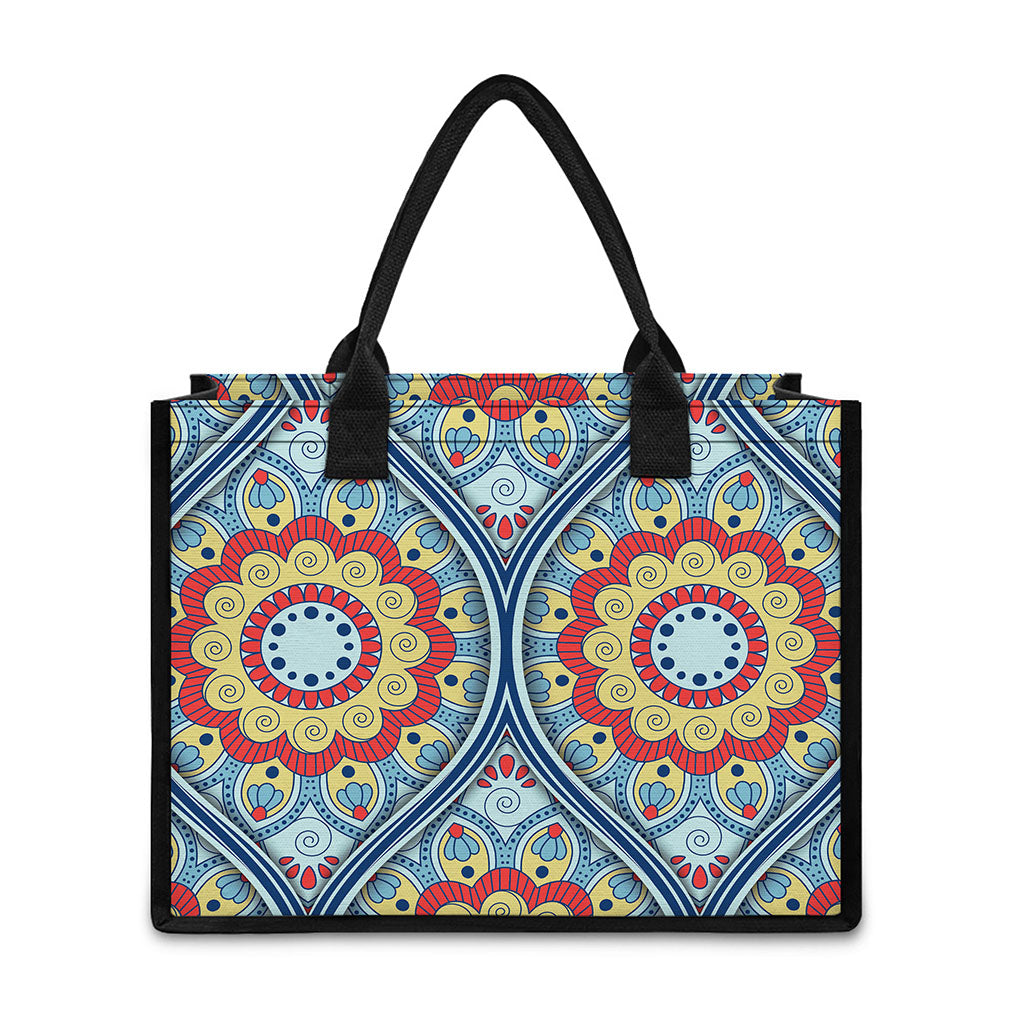 Pastel Ornament Mandala Print Canvas Tote Bag
