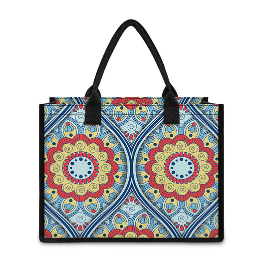 Pastel Ornament Mandala Print Canvas Tote Bag