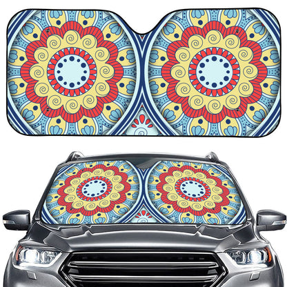 Pastel Ornament Mandala Print Car Windshield Sun Shade