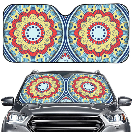 Pastel Ornament Mandala Print Car Windshield Sun Shade