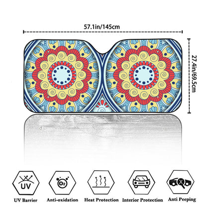 Pastel Ornament Mandala Print Car Windshield Sun Shade