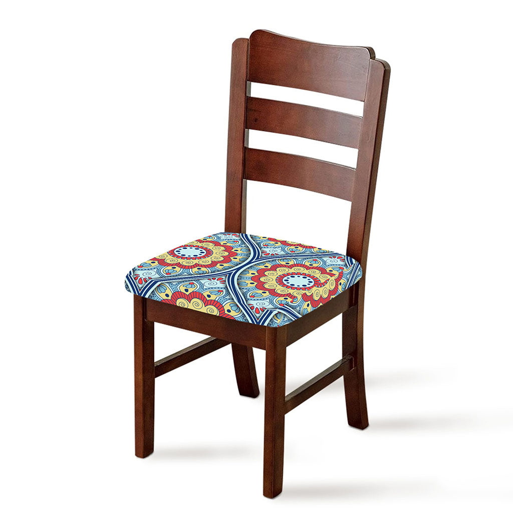 Pastel Ornament Mandala Print Chair Cushion Cover