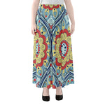 Pastel Ornament Mandala Print Chiffon Maxi Skirt