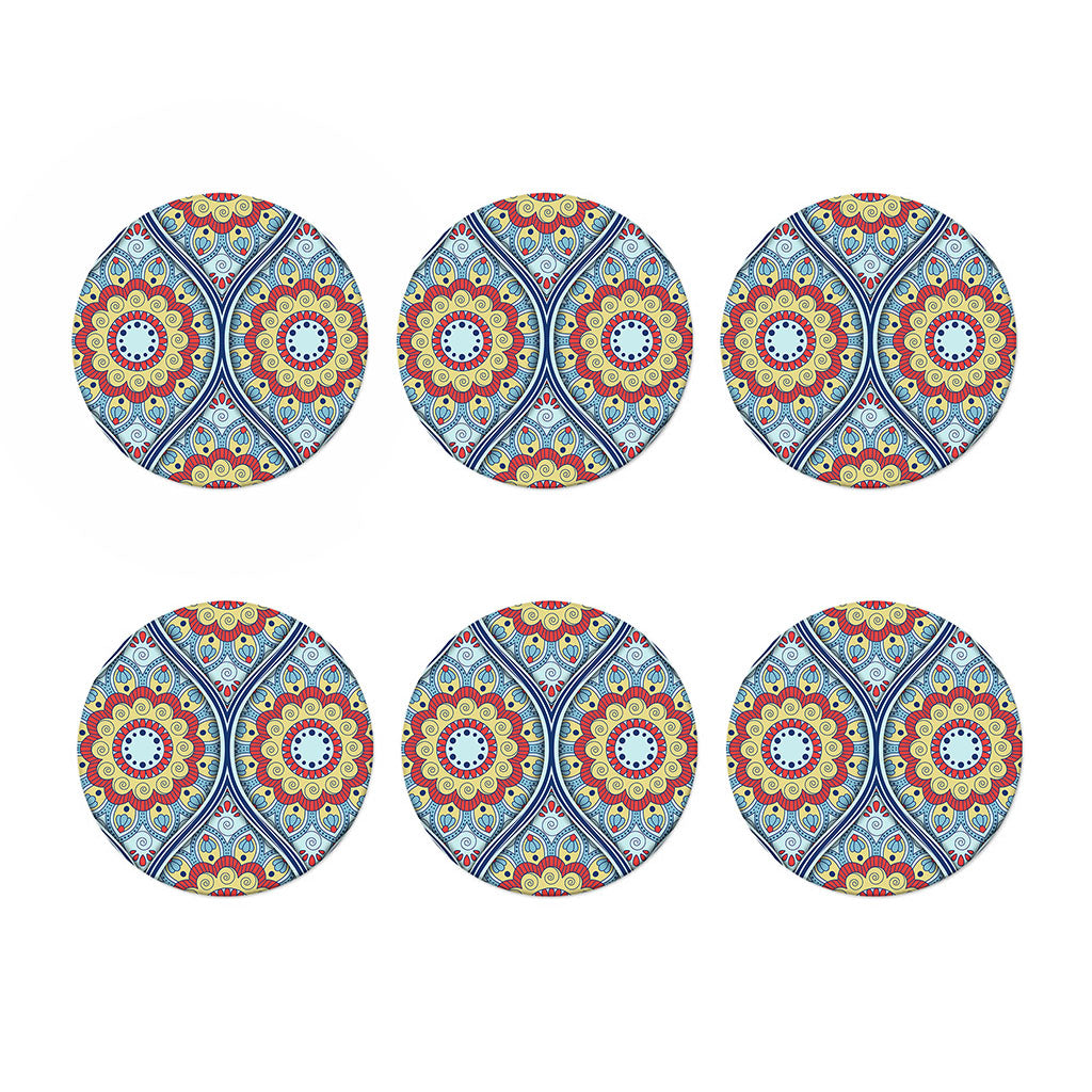 Pastel Ornament Mandala Print Coaster Set