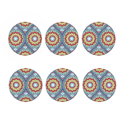 Pastel Ornament Mandala Print Coaster Set