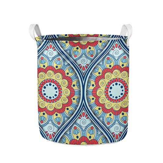 Pastel Ornament Mandala Print Collapsible Laundry Basket